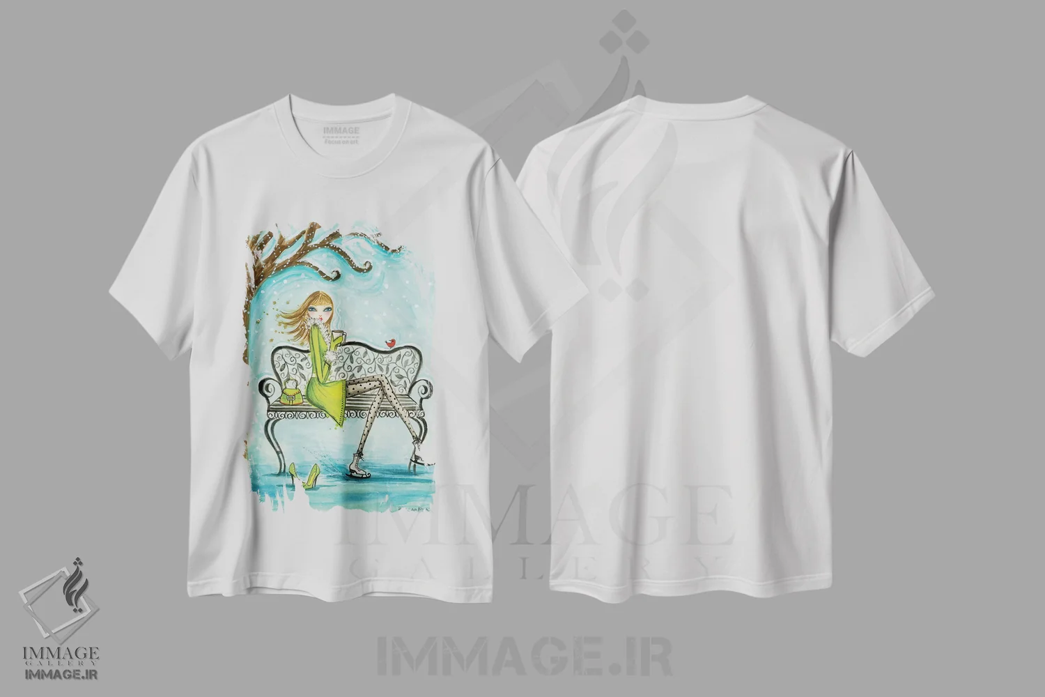 تیشرت سفید طرح دار استراحت با شکلات داغ، دست نقاشی و طراحی دستی اثر بلا پیلار | immage.ir
