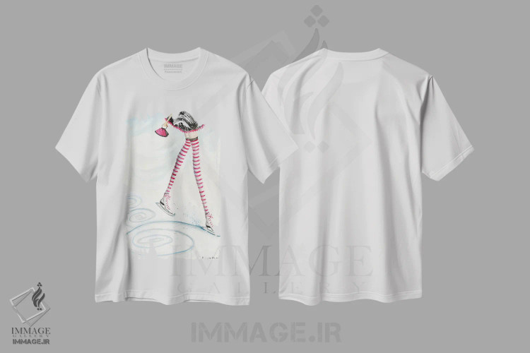 تیشرت سفید طرح دار اسکیت در جوراب های آب نبات چوبی، دکور تعطیلات اثر بلا پیلار | immage.ir