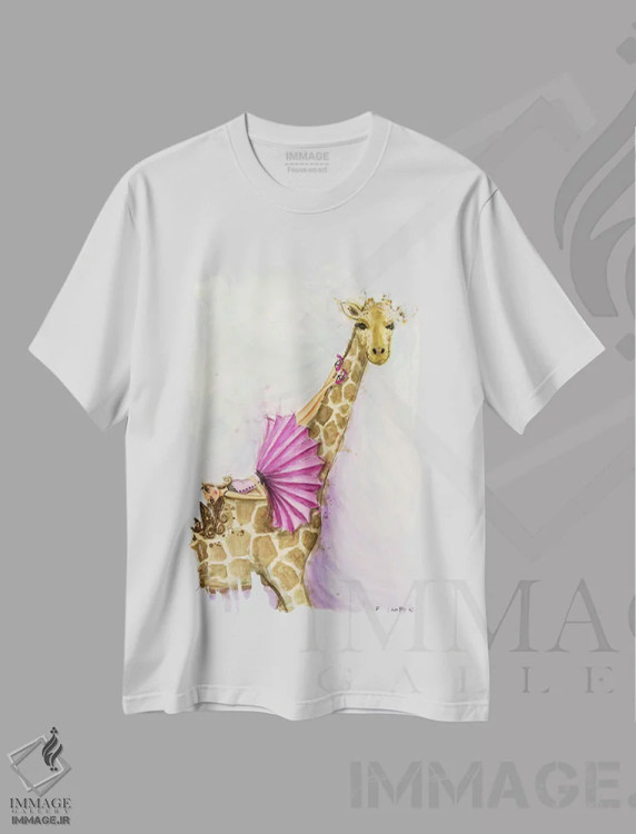 تیشرت سفید طرح دار ژیراف جیا اثر بلا پیلار | فروشگاه ایماژ