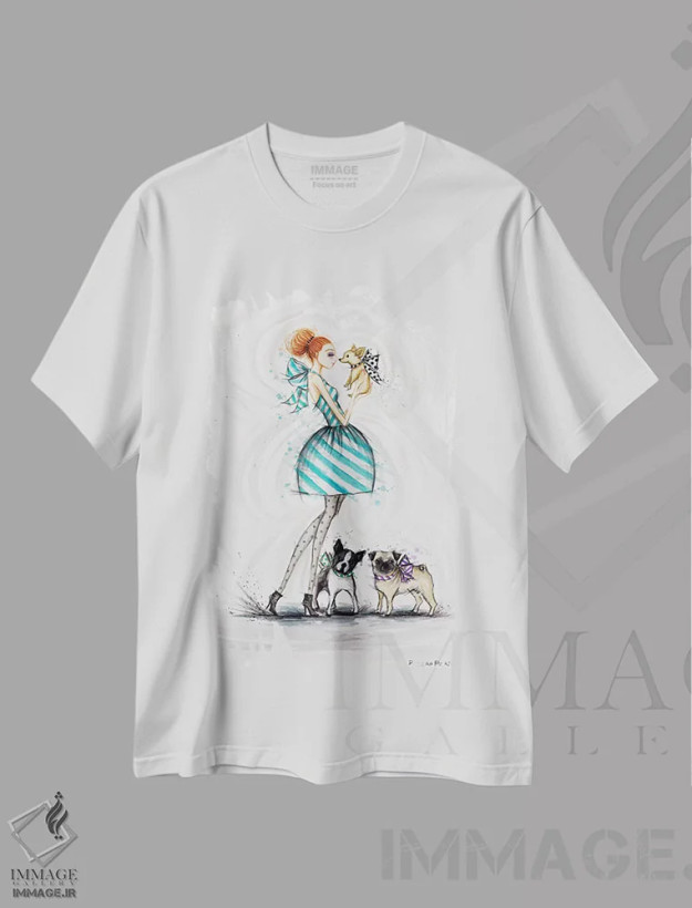 تیشرت سفید طرح دار آرزوی عشق برای تو، دست نقاشی و طراحی دستی اثر بلا پیلار | فروشگاه ایماژ