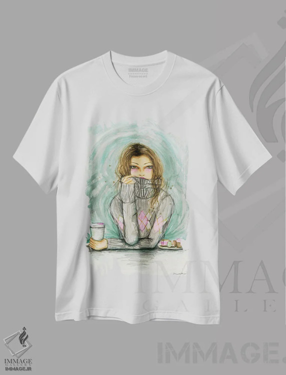 تیشرت سفید طرح دار قهوه داغ و پلیور گرم اثر بلا پیلار | immage.ir