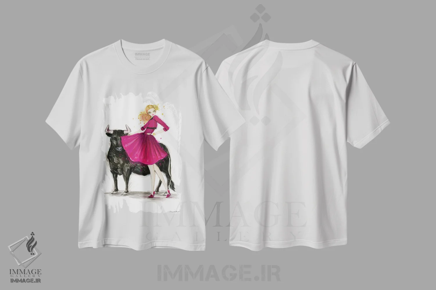 تیشرت سفید طرح دار ثور، دست نقاشی و طراحی دستی اثر بلا پیلار | فروشگاه ایماژ