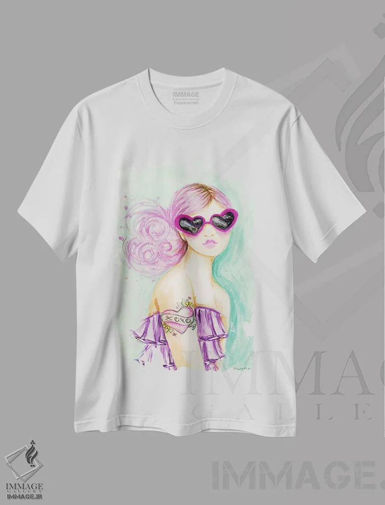 تیشرت سفید طرح دار بوس و بغل، مدیوم اثر بلا پیلار | فروشگاه ایماژ