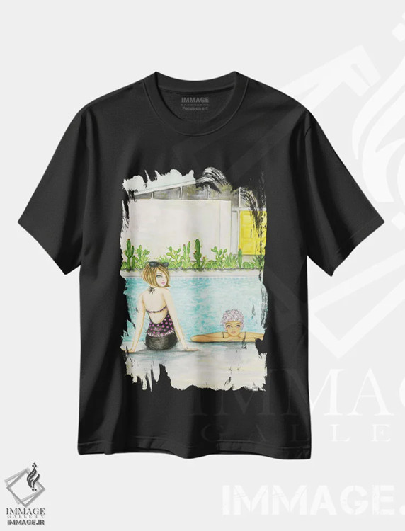 تیشرت مشکی طرح دار پالم اسپرینگز بی زمان اثر بلا پیلار | immage.ir