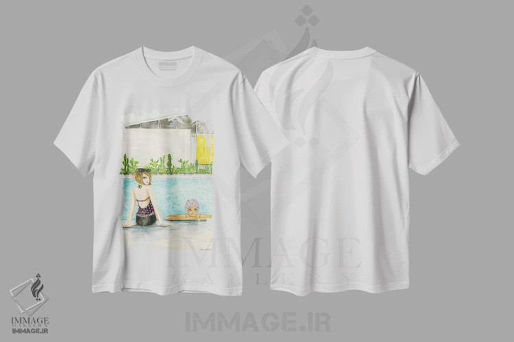 تیشرت سفید طرح دار پالم اسپرینگز بی زمان اثر بلا پیلار | فروشگاه ایماژ
