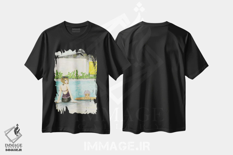 تیشرت مشکی طرح دار پالم اسپرینگز بی زمان اثر بلا پیلار | immage.ir