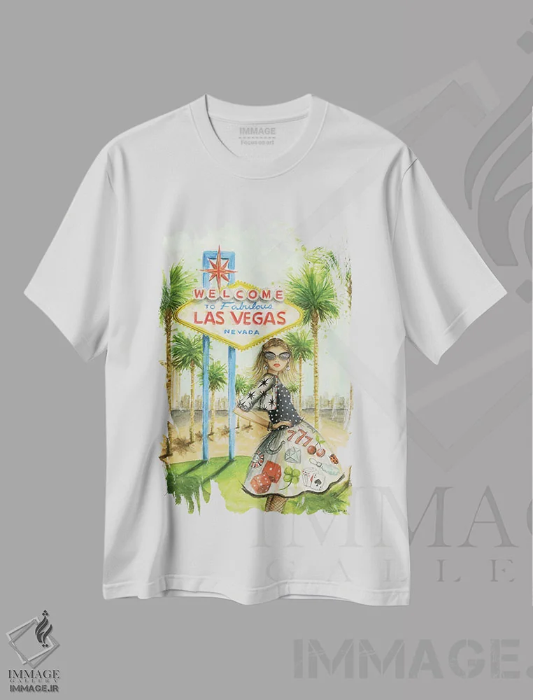 تیشرت سفید طرح دار لوسیندای خوش شانس، مدیوم اثر بلا پیلار | فروشگاه ایماژ