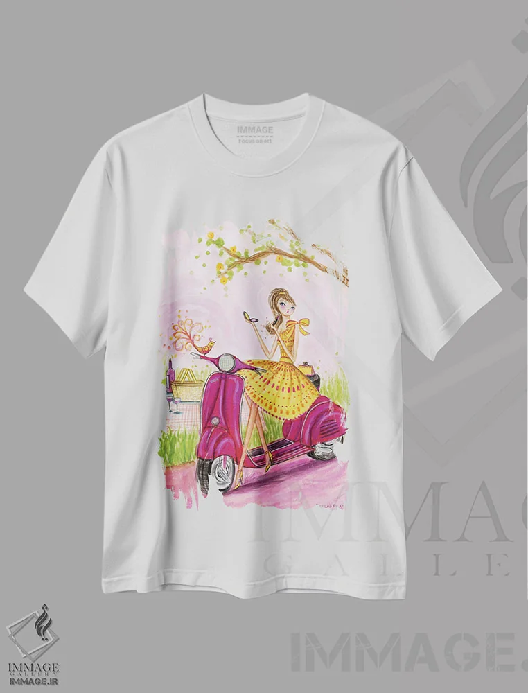 تیشرت سفید طرح دار پیک نیک روستایی فرانسوی، مدیوم اثر بلا پیلار | immage.ir
