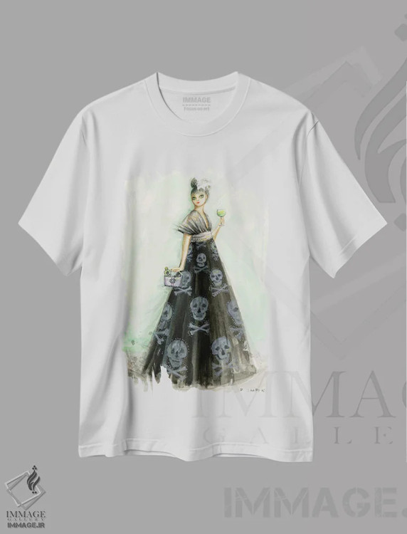تیشرت سفید طرح دار لیزی و کیفی پر از زهر، دست نقاشی و طراحی دستی اثر بلا پیلار | immage.ir