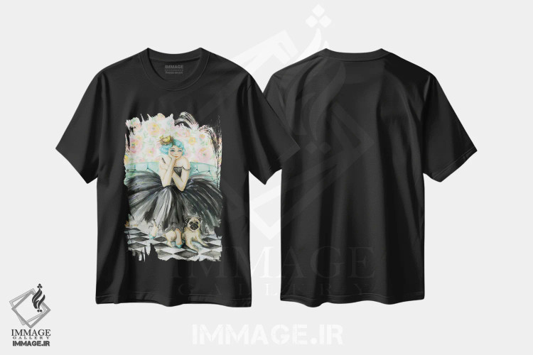 تیشرت مشکی طرح دار الوییز و جورج، دست نقاشی و طراحی دستی اثر بلا پیلار | immage.ir