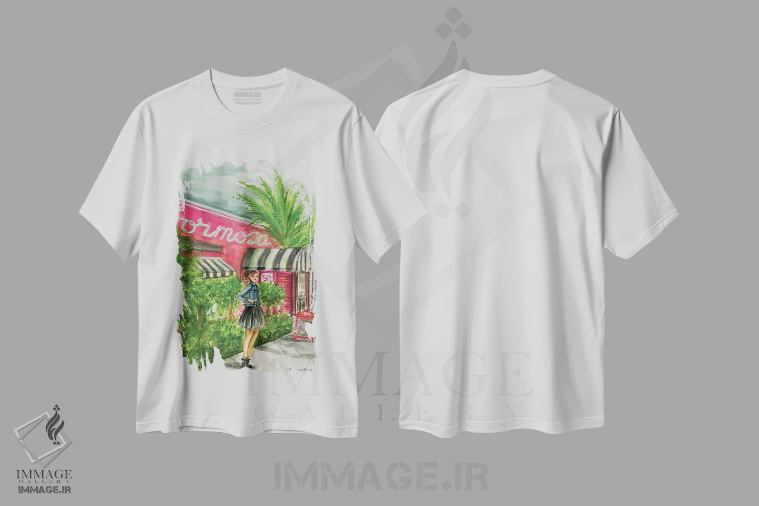 تیشرت سفید طرح دار بلا در فروموزا، دست نقاشی و طراحی دستی اثر بلا پیلار | immage.ir