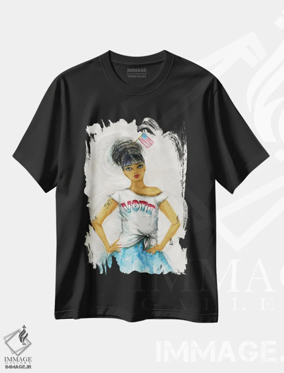تیشرت مشکی طرح دار تی شرت رأی دادن، دکور آمریکایی اثر بلا پیلار | immage.ir