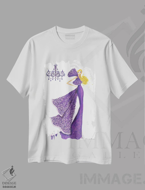 تیشرت سفید طرح دار تور فشن دیزاین، مدیوم اثر بلا پیلار | فروشگاه ایماژ