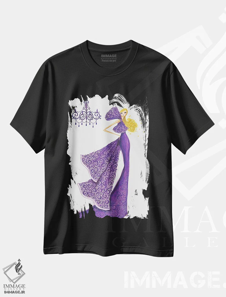 تیشرت مشکی طرح دار تور فشن دیزاین، مدیوم اثر بلا پیلار | immage.ir