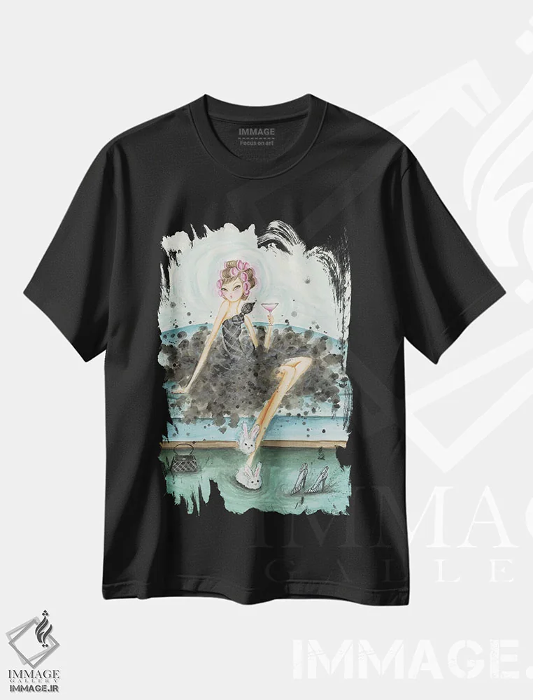 تیشرت مشکی طرح دار شام ساعت هشت، مدیوم اثر بلا پیلار | immage.ir