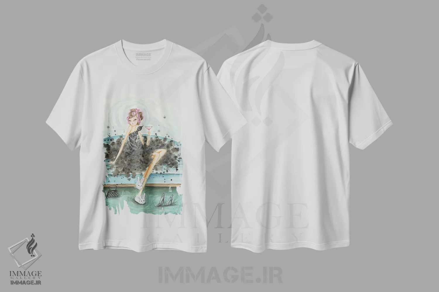 تیشرت سفید طرح دار شام ساعت هشت، مدیوم اثر بلا پیلار | فروشگاه ایماژ