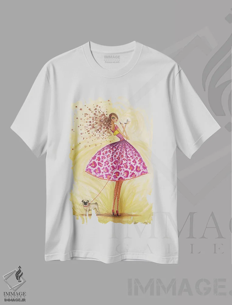 تیشرت سفید طرح دار بوسه زدنی، مدیوم اثر بلا پیلار | immage.ir