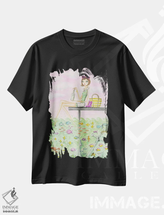 تیشرت مشکی طرح دار آهای پیام مدلین، دکور ساحلی اثر بلا پیلار | immage.ir