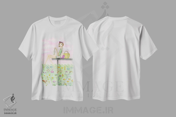 تیشرت سفید طرح دار آهای پیام مدلین، دکور ساحلی اثر بلا پیلار | فروشگاه ایماژ