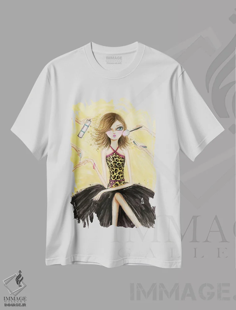 تیشرت سفید طرح دار به خودت برس، مدیوم اثر بلا پیلار | فروشگاه ایماژ