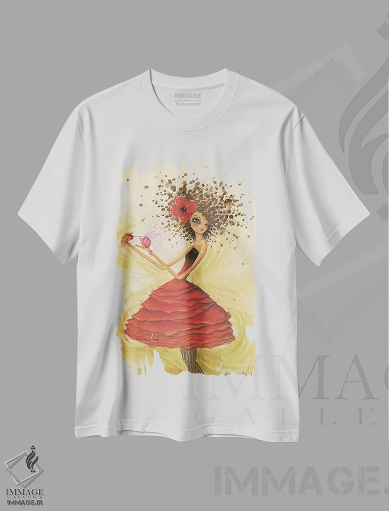 تیشرت سفید طرح دار عطر، مدیوم اثر بلا پیلار | immage.ir