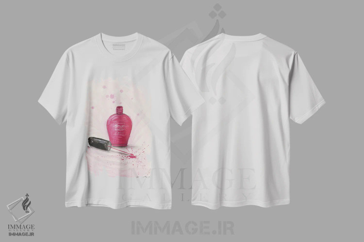 تیشرت سفید طرح دار لاک ناخن، مدیوم اثر بلا پیلار | فروشگاه ایماژ