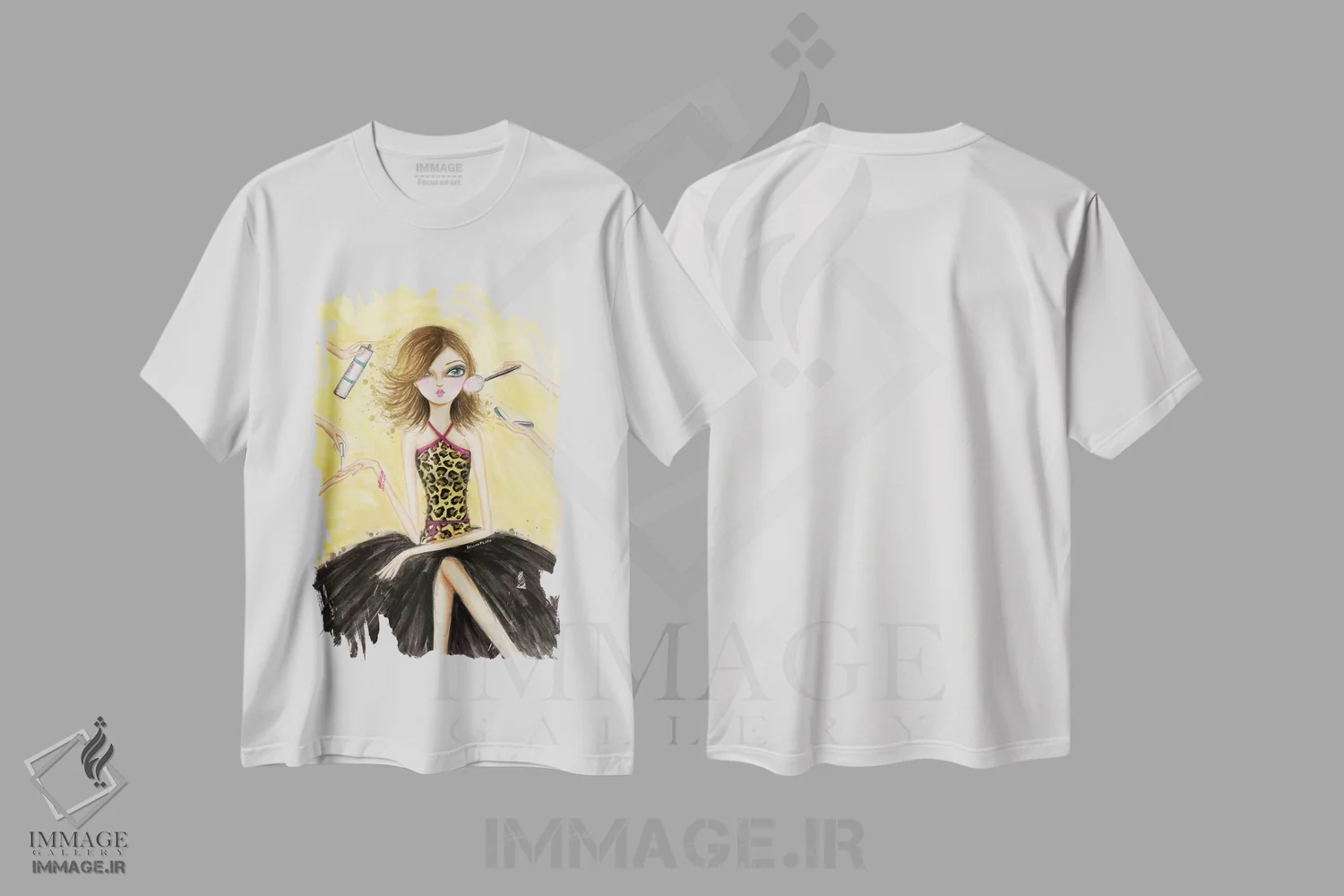 تیشرت سفید طرح دار به خودت برس، مدیوم اثر بلا پیلار | فروشگاه ایماژ