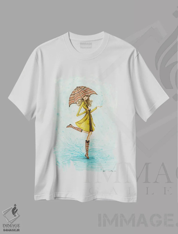 تیشرت سفید طرح دار قطره های باران، مدیوم اثر بلا پیلار | immage.ir