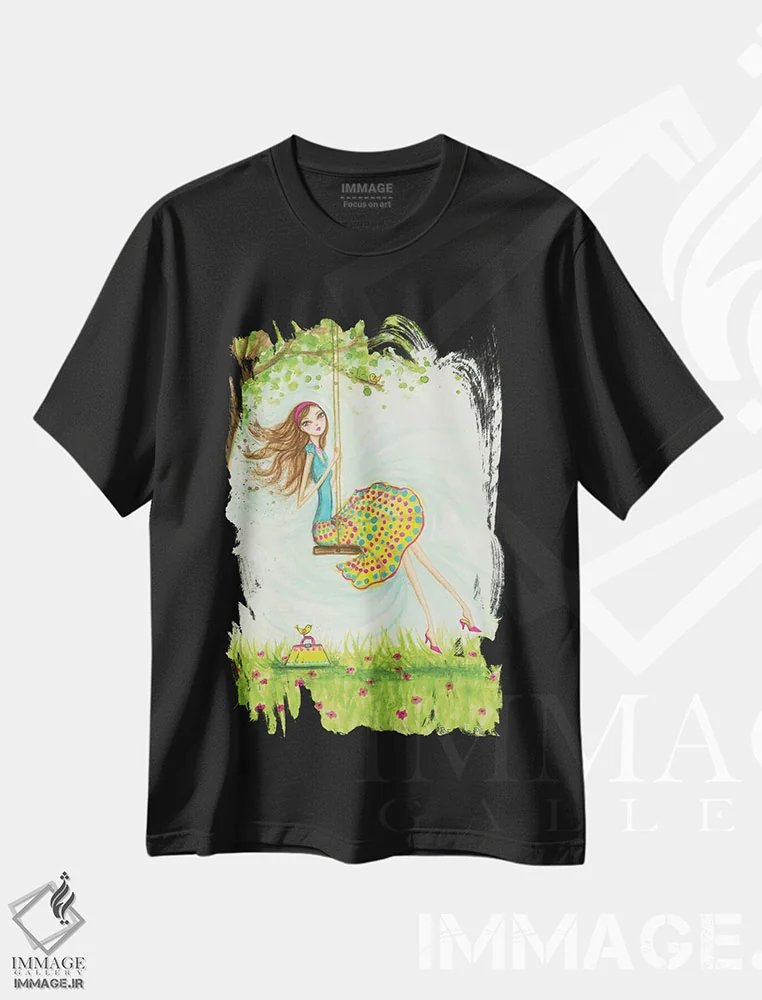 تیشرت مشکی طرح دار تاب بازی، مدیوم اثر بلا پیلار | immage.ir
