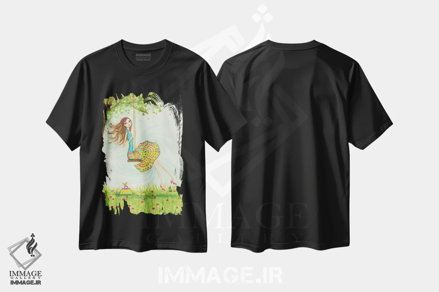 تیشرت مشکی طرح دار تاب بازی، مدیوم اثر بلا پیلار | immage.ir