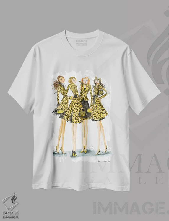تیشرت سفید طرح دار بانوان با لباس پلنگی، مدیوم اثر بلا پیلار | فروشگاه ایماژ