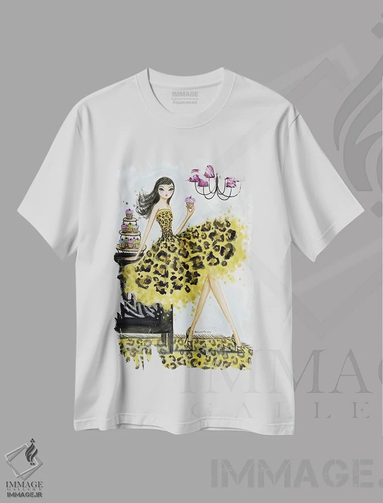 تیشرت سفید طرح دار کاپ کیک پلنگی، مدیوم اثر بلا پیلار | immage.ir