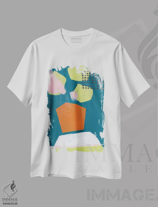 تیشرت سفید طرح دار گلدان، آبستره اثر برانوین بیکر | فروشگاه ایماژ