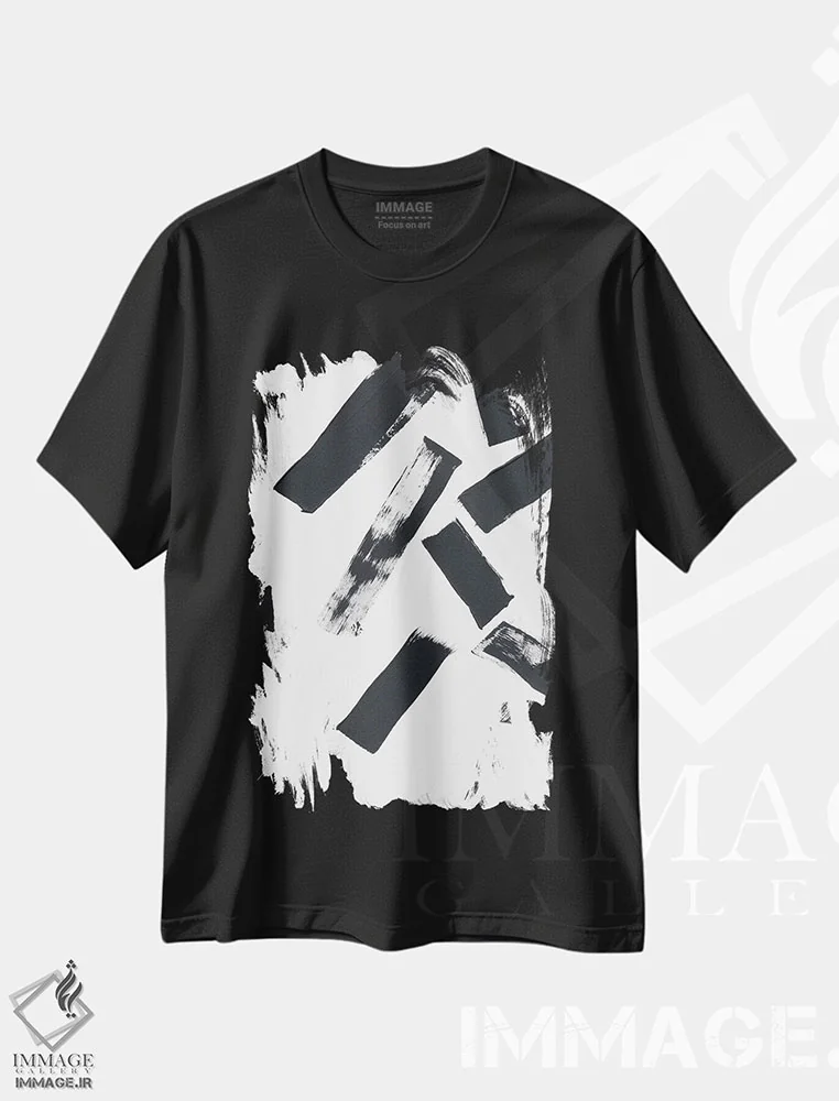 تیشرت مشکی طرح دار توقف زمان یک، آبستره اثر برانوین بیکر | فروشگاه ایماژ