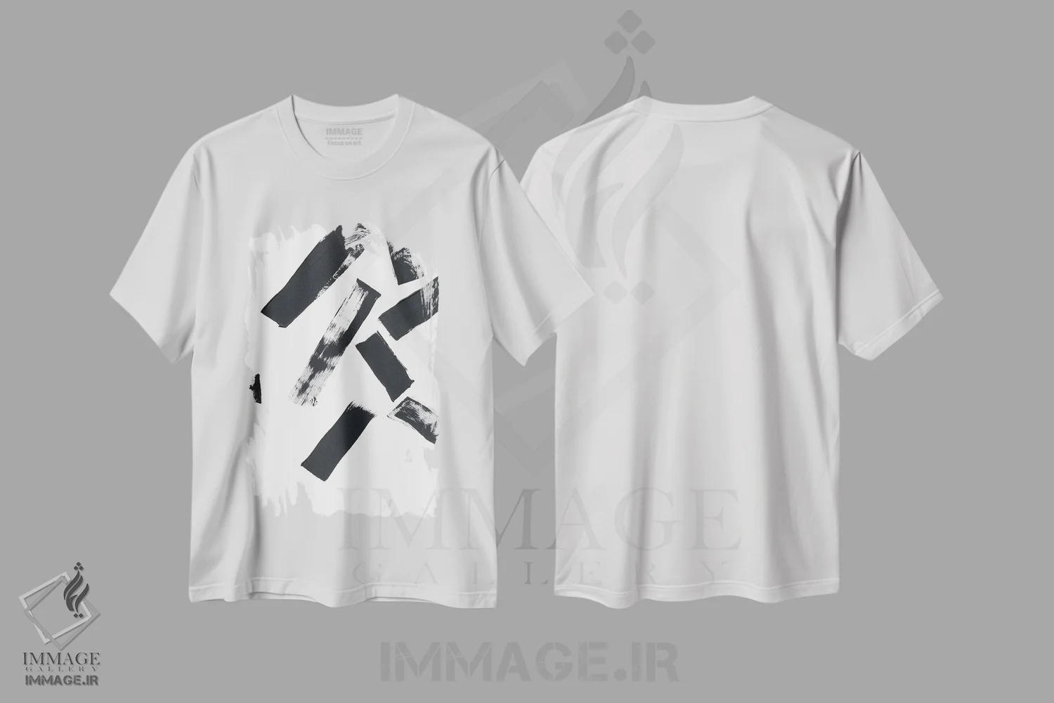 تیشرت سفید طرح دار توقف زمان یک، آبستره اثر برانوین بیکر | immage.ir