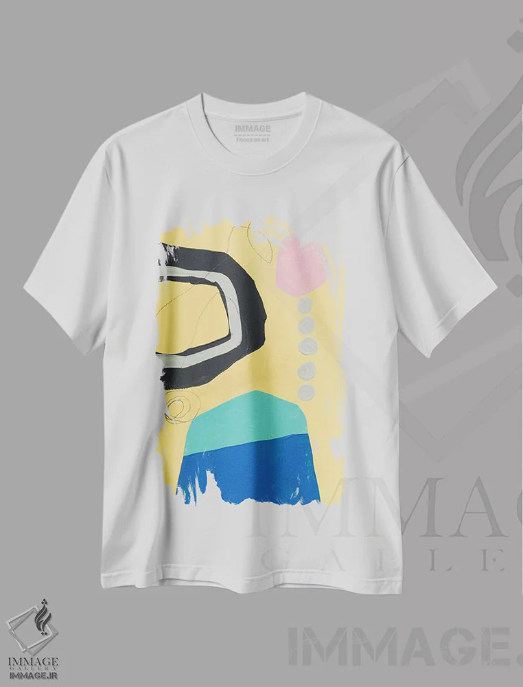 تیشرت سفید طرح دار کوه، آبستره اثر برانوین بیکر | immage.ir
