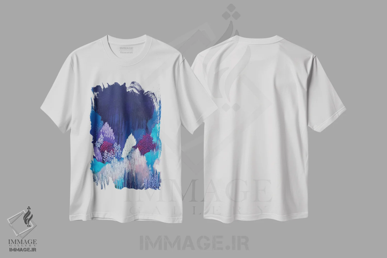 تیشرت سفید طرح دار شب آرام، آبستره اثر کلر برمنر | immage.ir