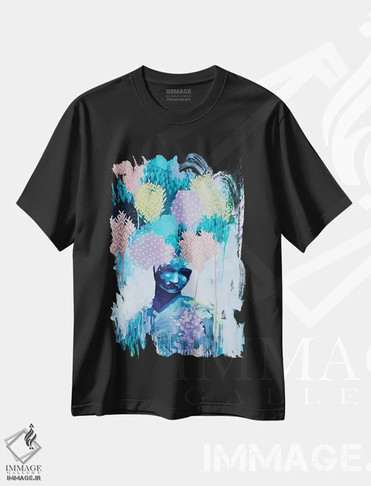 تیشرت مشکی طرح دار بدون عنوان، آبستره اثر کلر برمنر | immage.ir