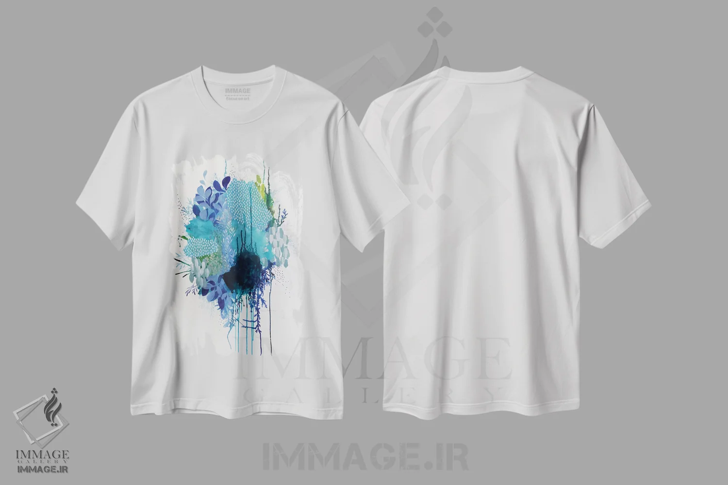 تیشرت سفید طرح دار مطالعهٔ تصویری گل ها، آبستره اثر کلر برمنر | immage.ir