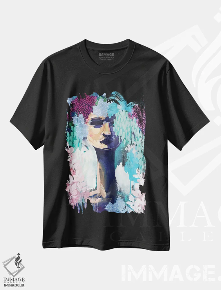 تیشرت مشکی طرح دار آنطور که بودم، آبستره اثر کلر برمنر | immage.ir