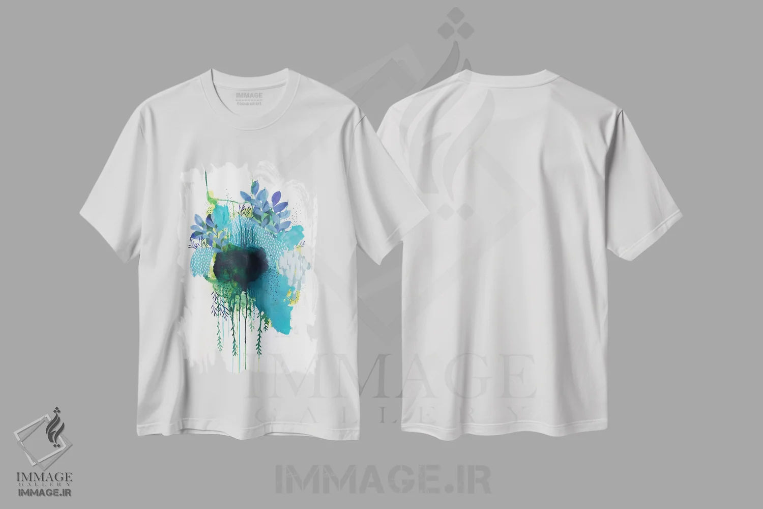 تیشرت سفید طرح دار مطالعهٔ تصویری گل ها، آبستره اثر کلر برمنر | immage.ir