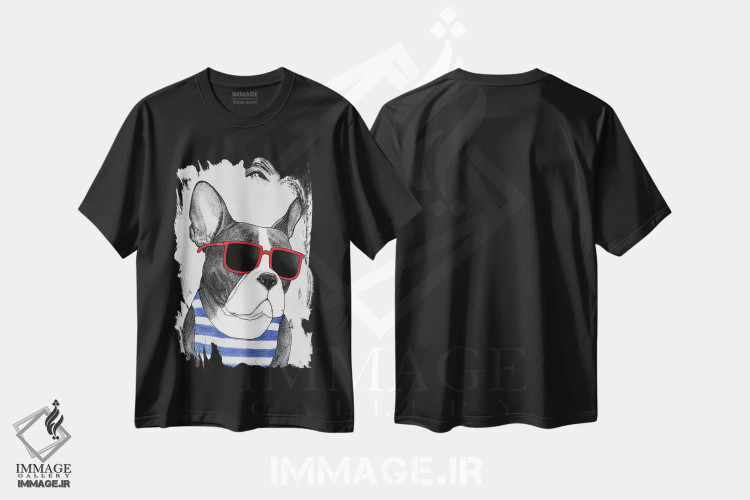 تیشرت مشکی طرح دار فرنچی، دست نقاشی و طراحی دستی اثر باروف | immage.ir