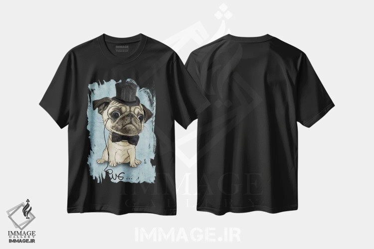 تیشرت مشکی طرح دار پاگ ملایم، هنر فاخر اثر باروف | فروشگاه ایماژ
