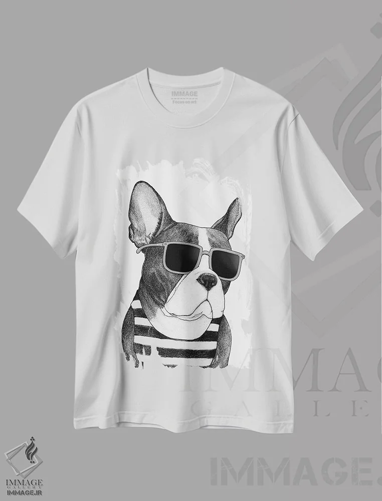 تیشرت سفید طرح دار فرنچی، دست نقاشی و طراحی دستی اثر باروف | فروشگاه ایماژ