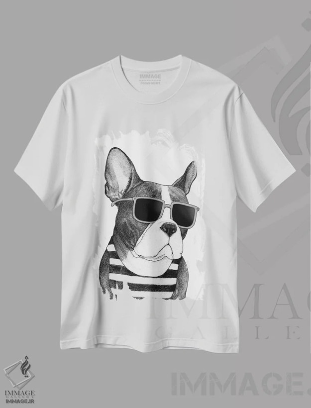 تیشرت سفید طرح دار فرنچی، دست نقاشی و طراحی دستی اثر باروف | فروشگاه ایماژ