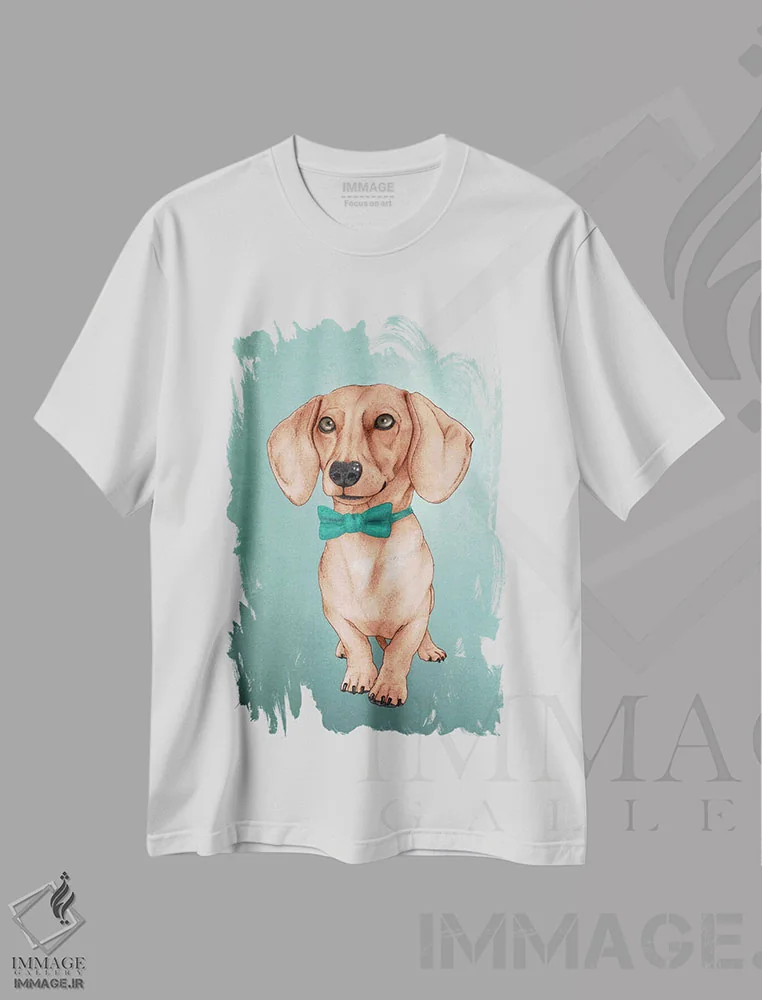 تیشرت سفید طرح دار سگ وینر، هنر فاخر اثر باروف | immage.ir