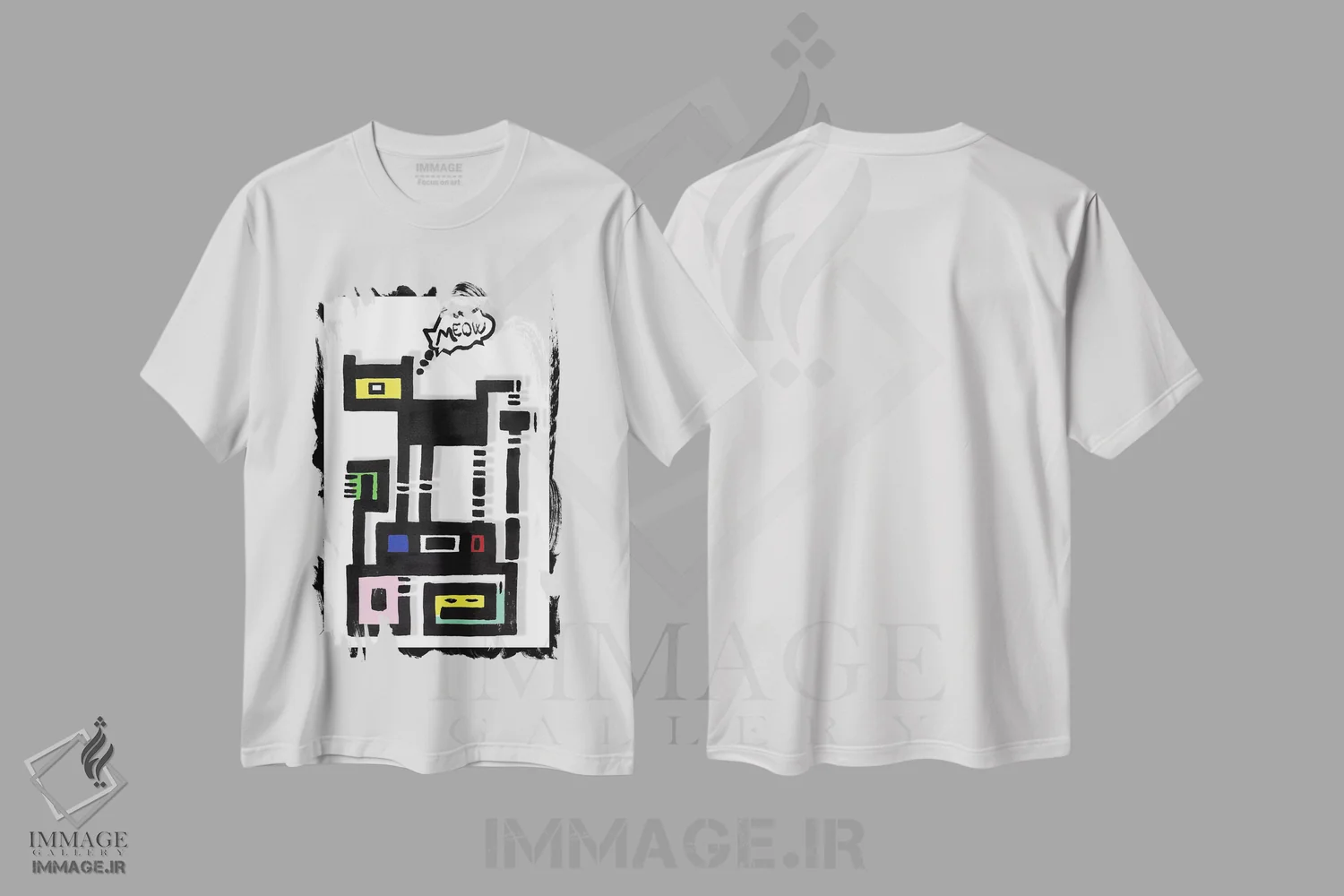 تیشرت سفید طرح دار گربهٔ شهری شاخدار، تزئینی اثر باروف | immage.ir