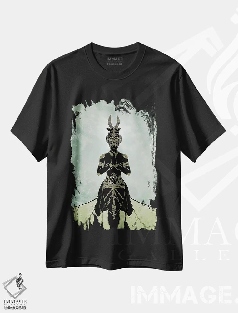 تیشرت مشکی طرح دار معنویت تزیینی، دکور آفریقایی اثر باروف | immage.ir