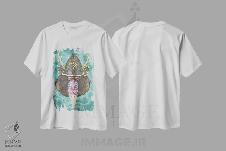تیشرت سفید طرح دار ماندریل سامورایی، دست نقاشی و طراحی دستی اثر باروف | immage.ir
