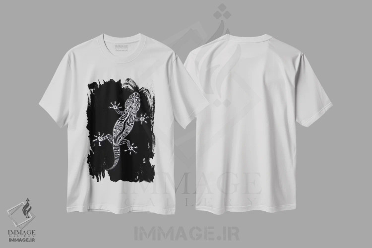 تیشرت سفید طرح دار مارمولک تزیینی، تزئینی اثر باروف | immage.ir